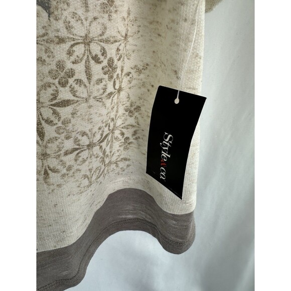 NWT Beautiful Style & Co. Women’s Floral Top Tan/Gray XL - Picture 3 of 8